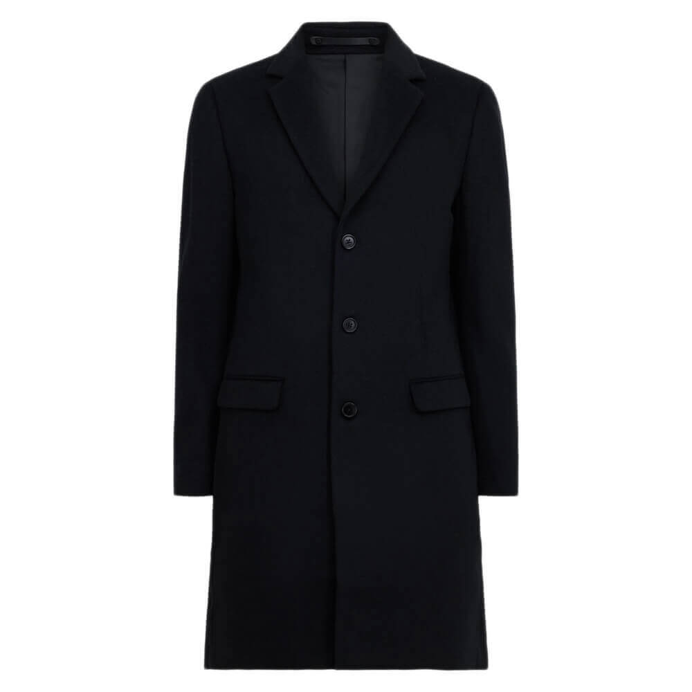 AllSaints Hal Single Breasted Wool Blend Coat